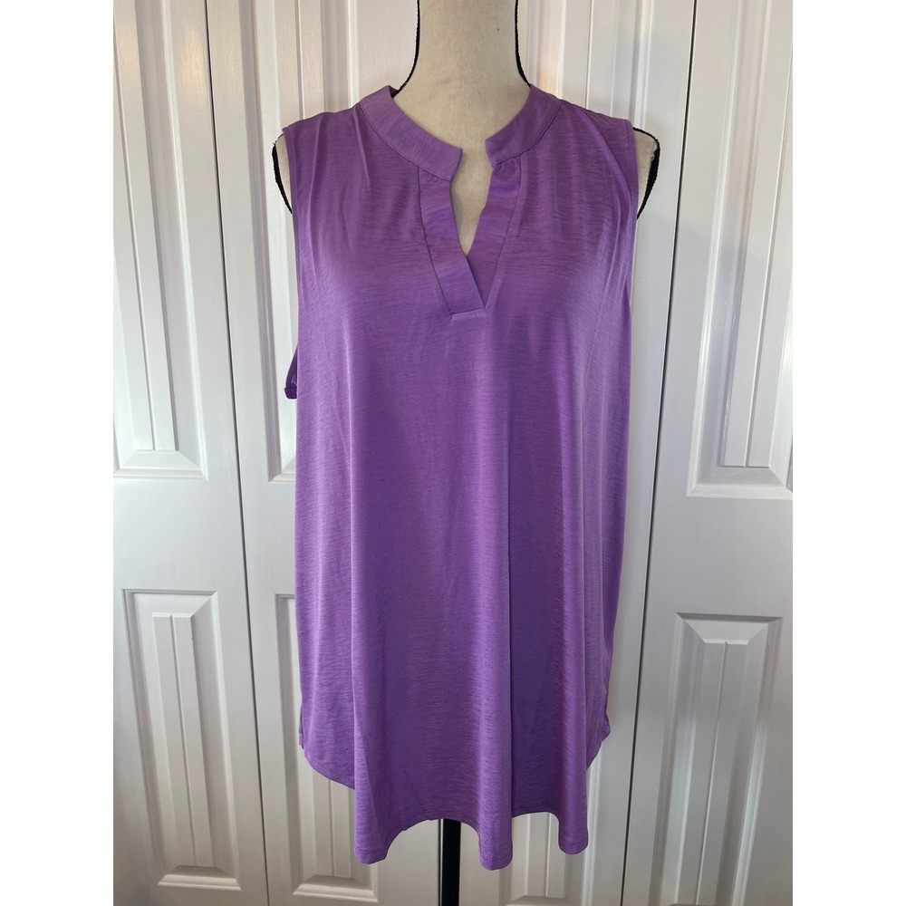 Dear Scarlett Women 2X Purple Sleeveless Split Neck Blouse LIZT-C0001P NEW